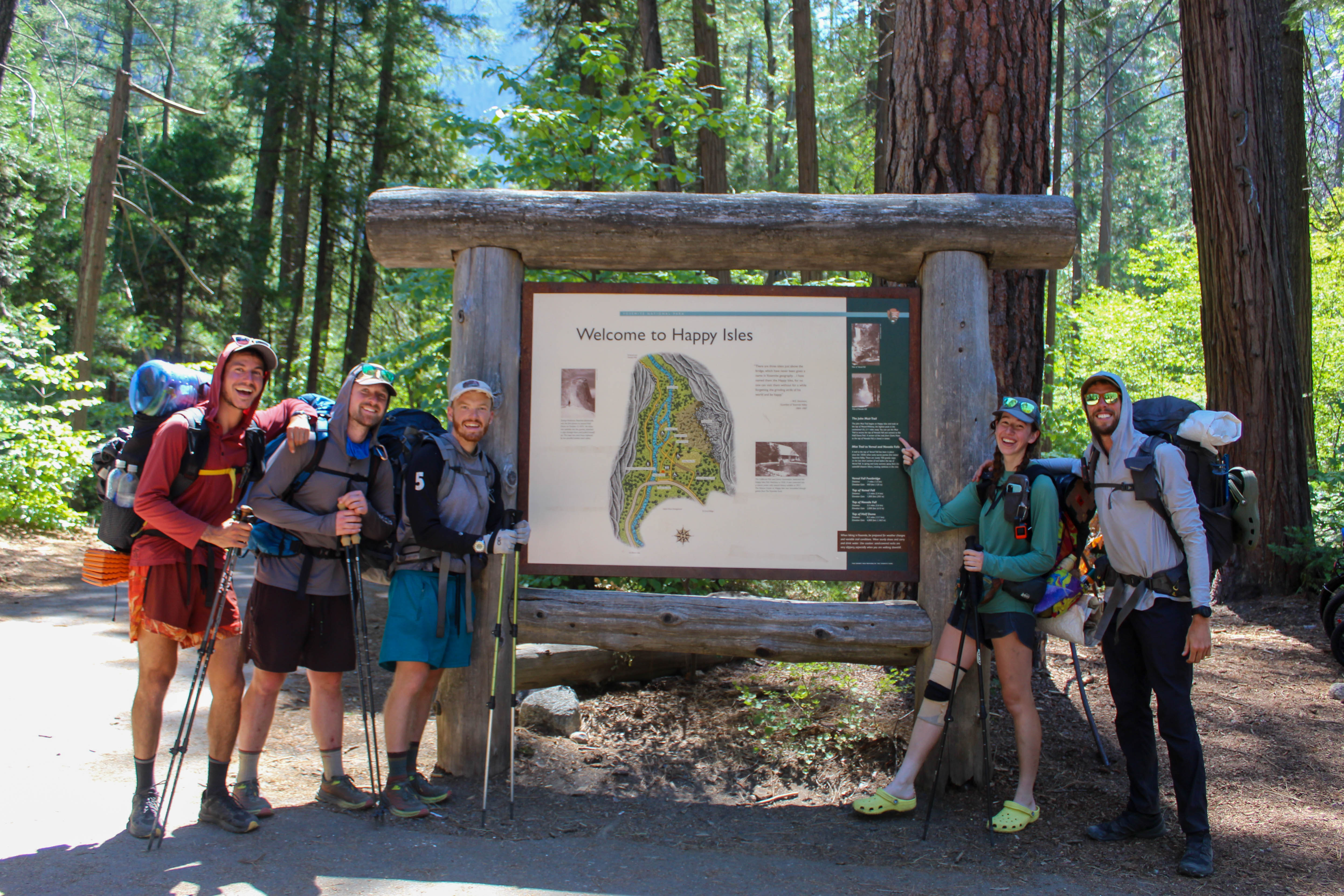 The five of us, once again, standing at the trail terminus in Yosemite. We look both thrilled and relieved.
